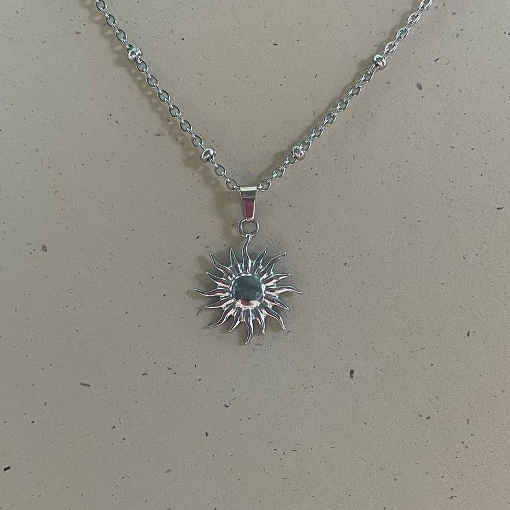 Silver Sun Pendant Necklace - Picture 2 of 5